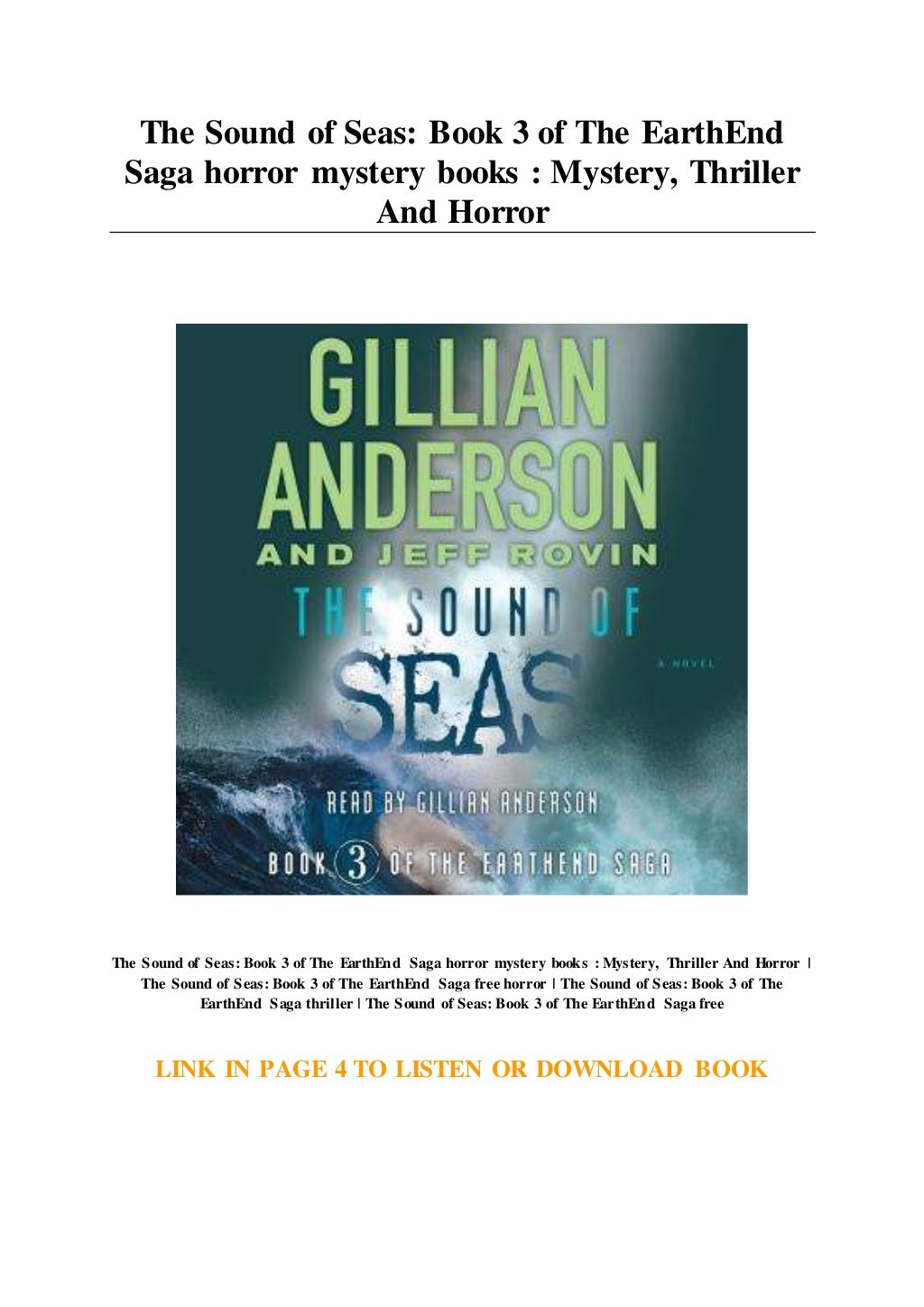 The Sound Of Seas Book 3 Of The Earthend Saga Horror Mystery Books