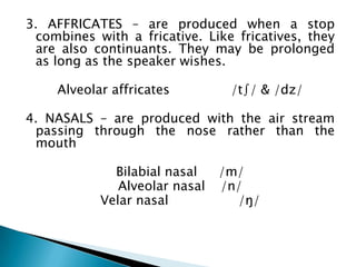 Affricatives Examples The sounds of english | PPTX