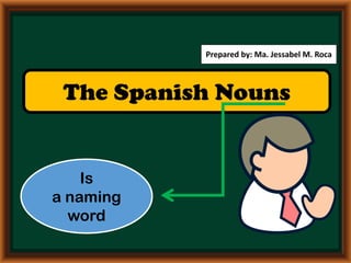 The Spanish Nouns
Is
a naming
word
Prepared by: Ma. Jessabel M. Roca
 