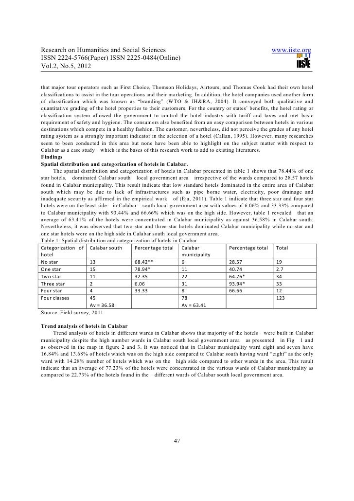 Hotels rating research paper