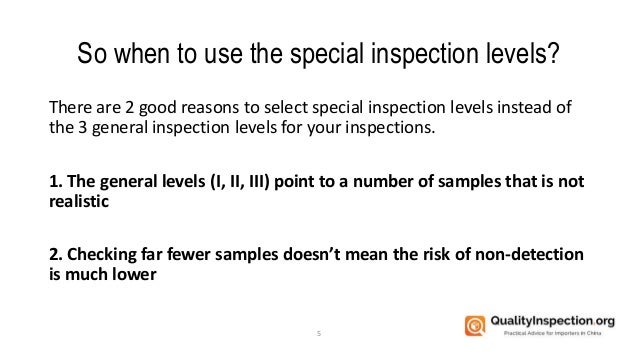 The Special Inspection Levels In The Aql Tables The Special Inspection Levels In The Aql Tables