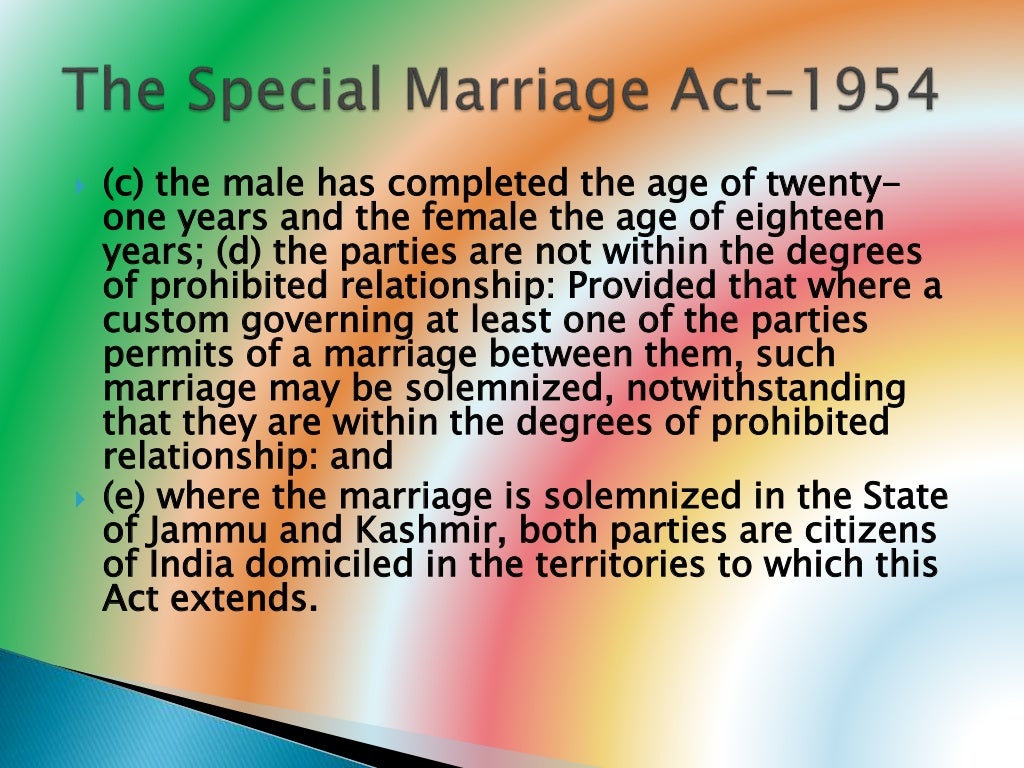 The special marriage act 1954