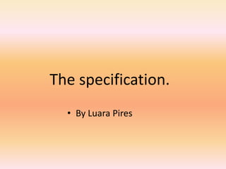 The specification.
  • By Luara Pires
 