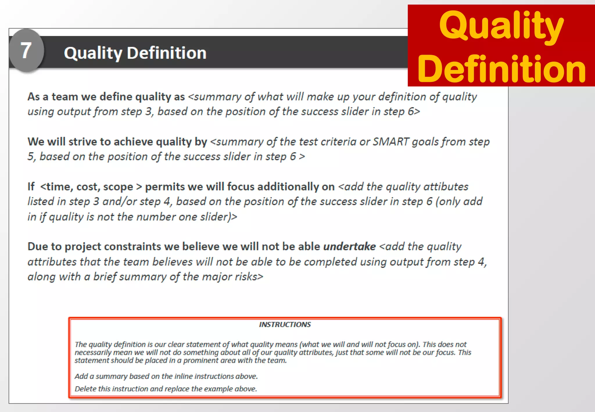 Quality 
Definition  