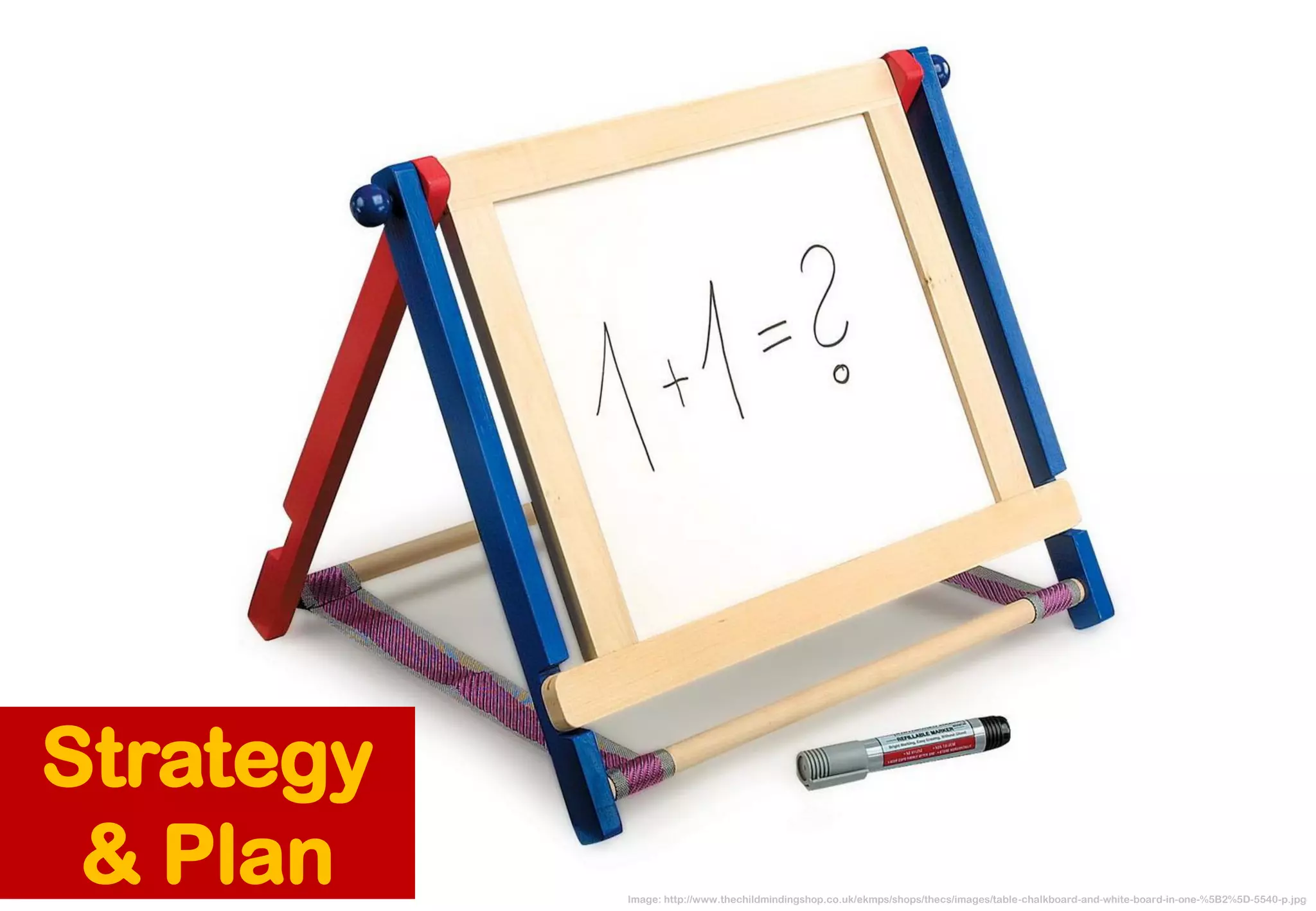 Image: http://www.thechildmindingshop.co.uk/ekmps/shops/thecs/images/table-chalkboard-and-white-board-in-one-%5B2%5D-5540-p.jpg 
Strategy & Plan  