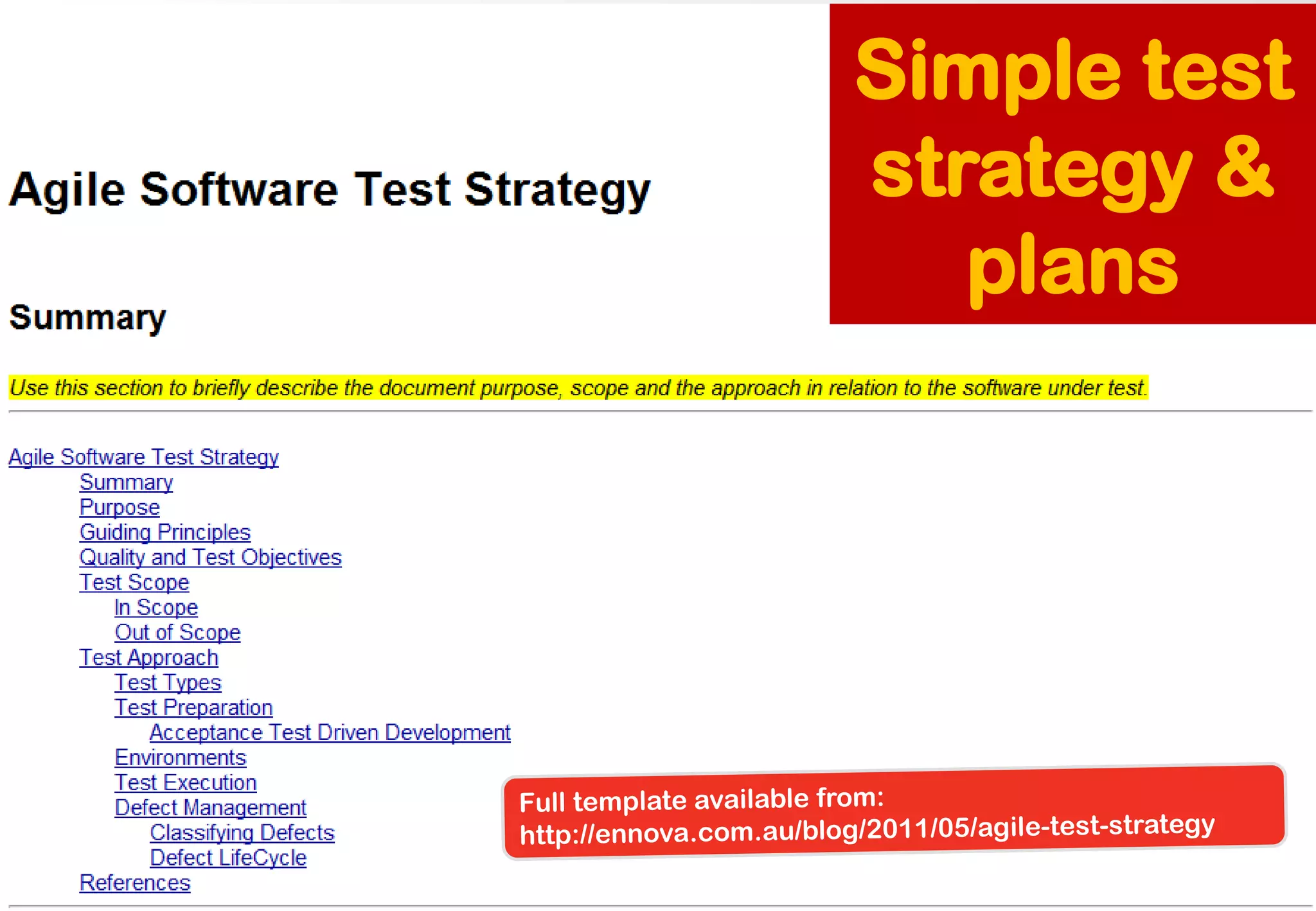 Simple test strategy & plans  