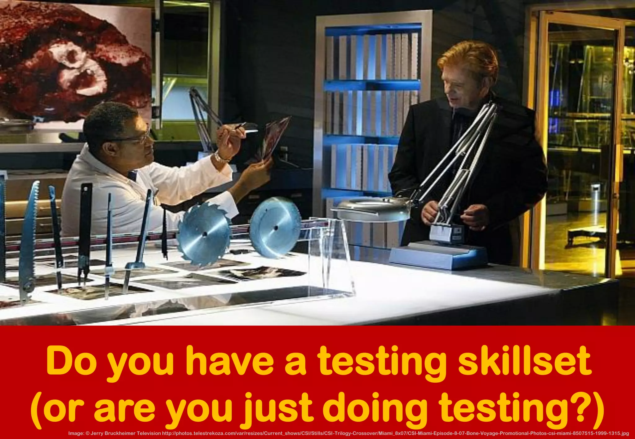 Do you have a testing skillset (or are you just doing testing?) 
Image: © Jerry Bruckheimer Television http://photos.telestrekoza.com/var/resizes/Current_shows/CSI/Stills/CSI-Trilogy-Crossover/Miami_8x07/CSI-Miami-Episode-8-07-Bone-Voyage-Promotional-Photos-csi-miami-8507515-1999-1315.jpg  