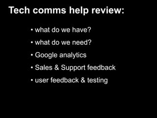 Tech comms help review: what do we have?