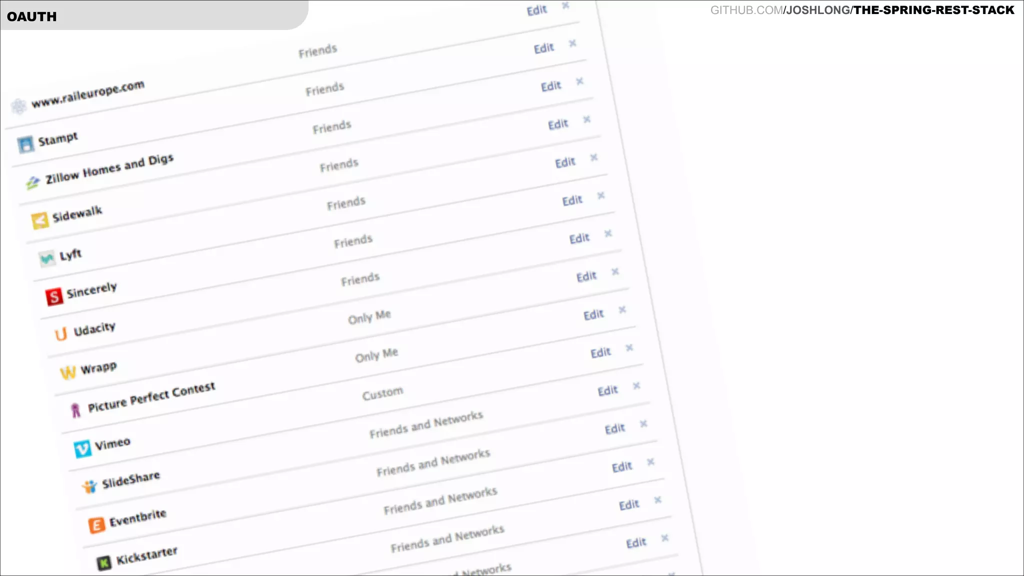 OAUTH

GITHUB.COM/JOSHLONG/THE-SPRING-REST-STACK

 