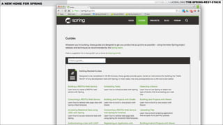 A NEW HOME FOR SPRING

GITHUB.COM/JOSHLONG/THE-SPRING-REST-STACK

 