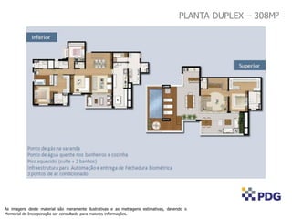 PLANTA DUPLEX – 308M²
As imagens deste material são meramente ilustrativas e as metragens estimativas, devendo o
Memorial de Incorporação ser consultado para maiores informações.
 