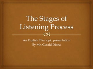 An English 25-a topic presentation 
By Mr. Gerald Diana 
 