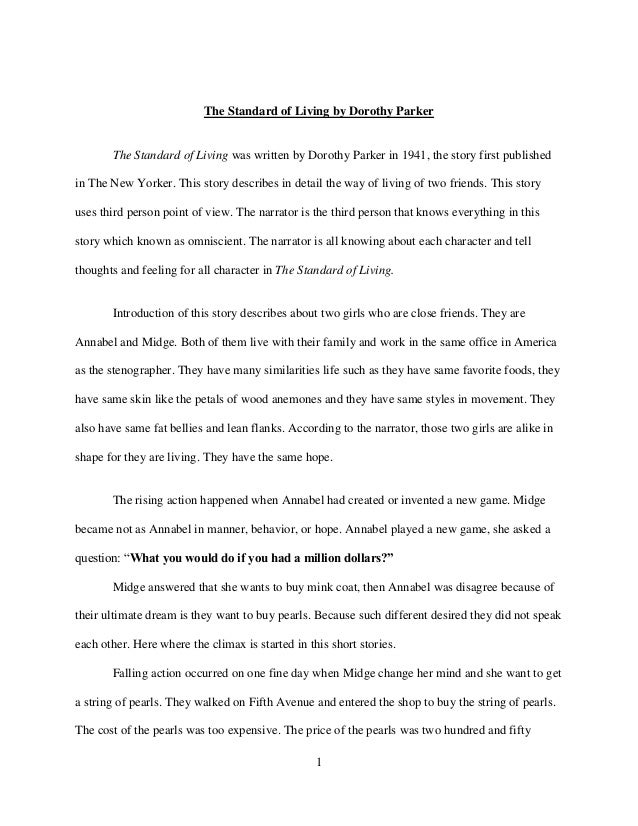 The standard of living dorothy parker essay