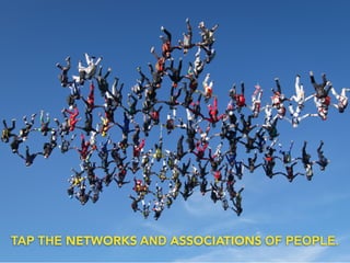 TAP THE NETWORKS AND ASSOCIATIONS OF PEOPLE.
 