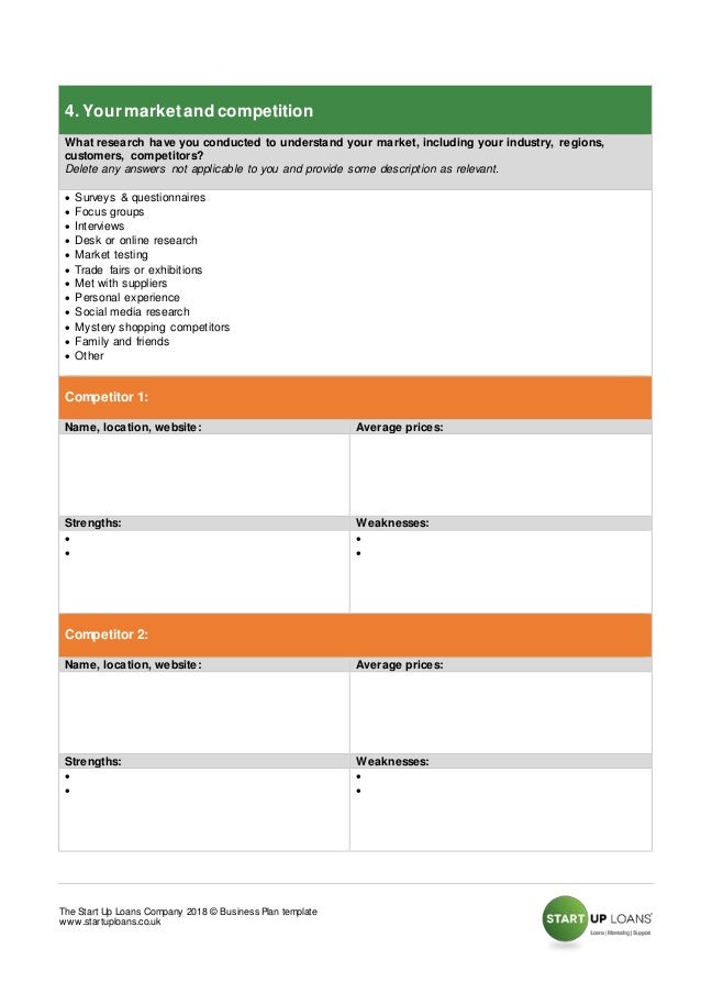 The Start Up loans company business plan template feb18