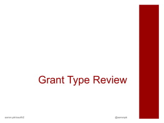 Grant Type Review


aaron.pk/oauth2                 @aaronpk
 