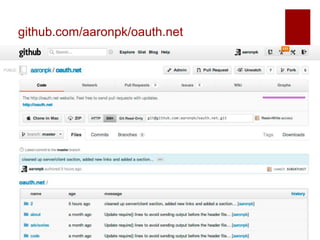 github.com/aaronpk/oauth.net




aaron.pk/oauth2                   @aaronpk
 