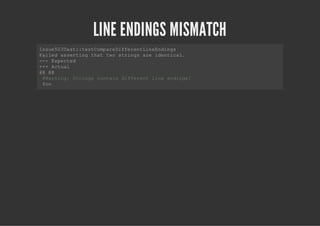 LINE ENDINGS MISMATCH
Ise0Ts:tsCmaeifrnLnEdns
 su53et:etoprDfeetienig
Fie asrigta tosrnsaeietcl
 ald setn ht w tig r  dnia.
--Epce
 -  xetd
++Ata
 +  cul
@ @
 @ @
 #ann:Srnscnandfeetln edns
  Wrig tig oti  ifrn ie nig!
 fo
  o
 