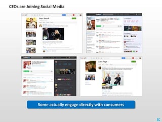 CEOs are Joining Social Media




               Some actually engage directly with consumers


                          ...