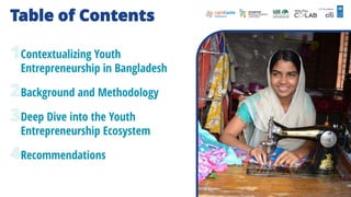 Table of Contents
12
Contextualizing Youth
Entrepreneurship in Bangladesh
Background and Methodology
Deep Dive into the Yo...