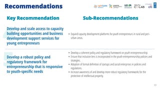 5
4
Recommendations
23
Key Recommendation Sub-Recommendations
Develop and scale access to capacity
building opportunities ...