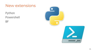 New extensions
Python
Powershell
BF
35
 