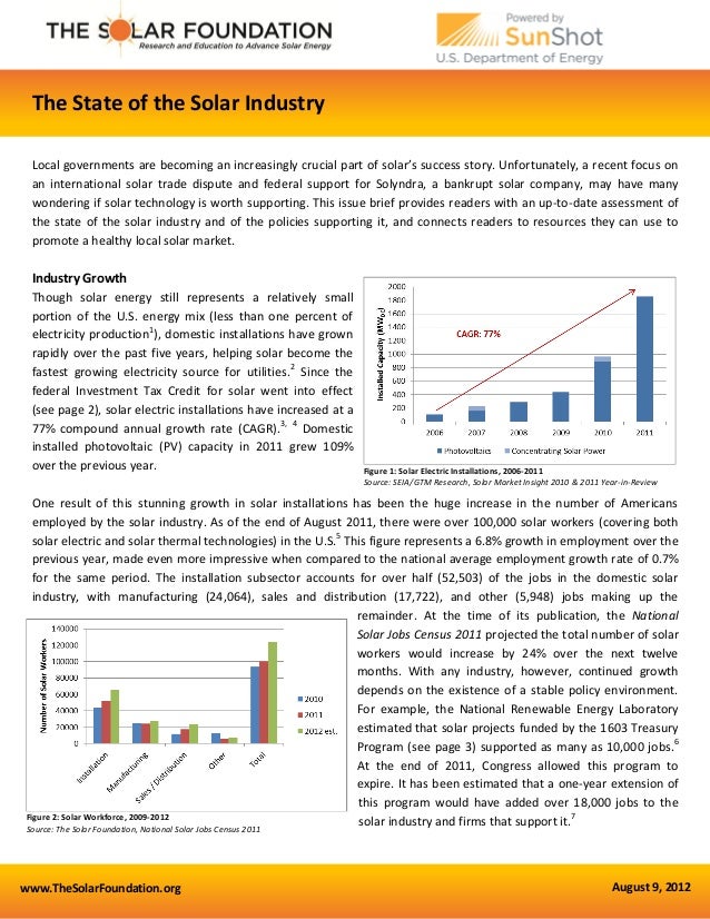 www.TheSolarFoundation.org August 9, 2012
Figure 1: Solar Electric Installations, 2006-2011
Source: SEIA/GTM Research, Sol...