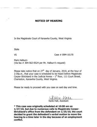 Criminal Complaint For Trespassing - The State of WV v. Mark Vance Halburn   09m-10170 8/30/2009