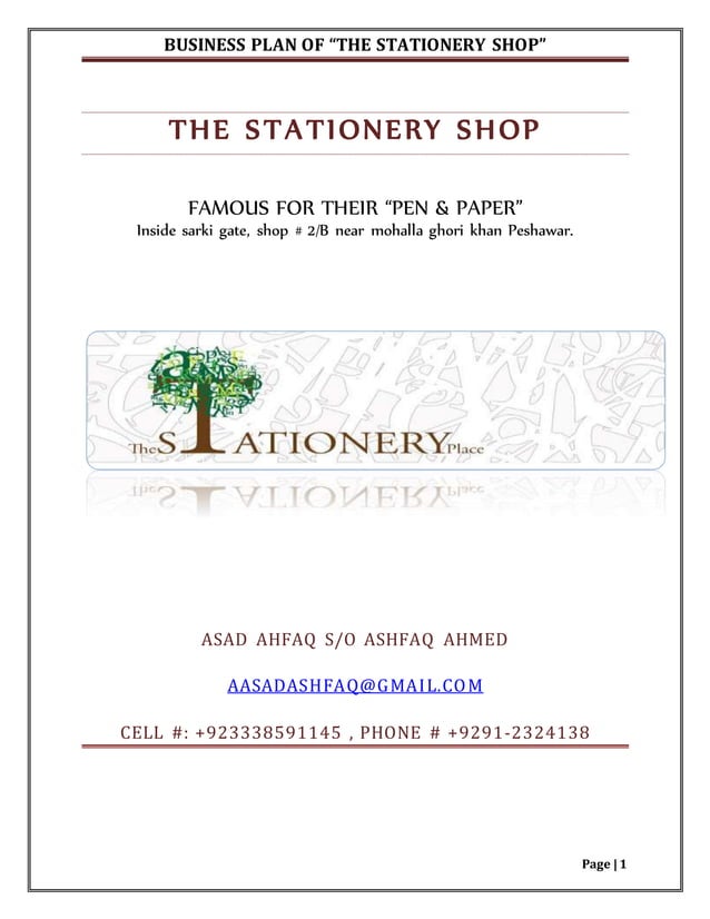 Business plan "The stationery shop" PDF