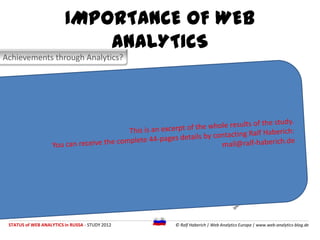 IMPORTANCE OF WEB ANALYTICS
Achievements through Analytics?

                   25

                   20
                ...
