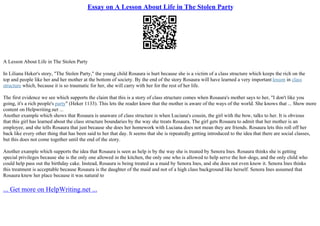 essay on the stolen party