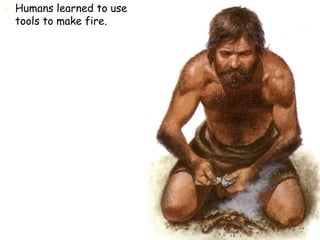  Humans learned to use
tools to make fire.
 