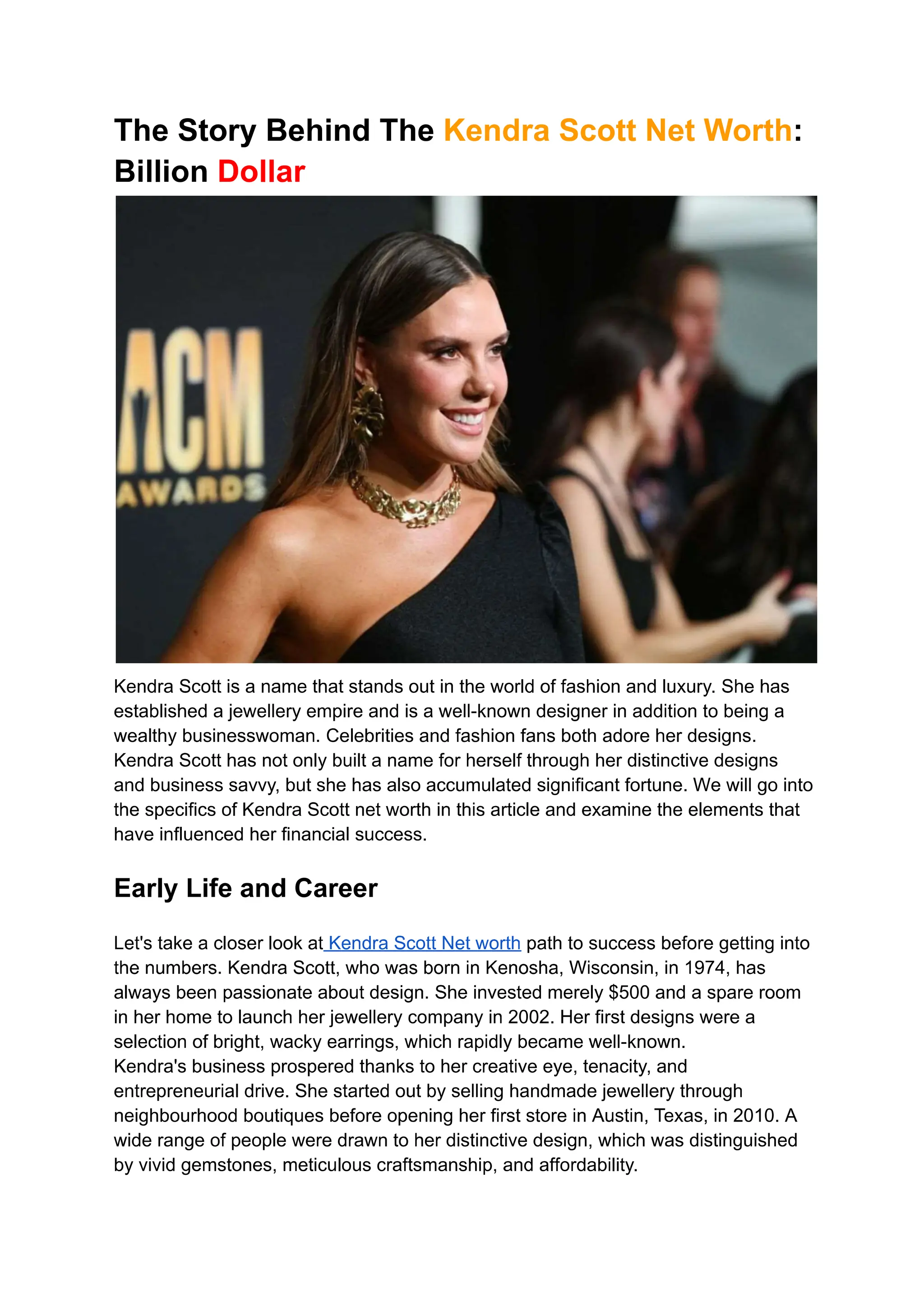 The Story Behind The Kendra Scott Net Worth--Billion Dollar | PDF