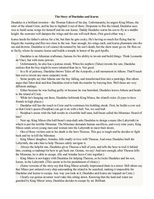 The story of daedulus and icarus