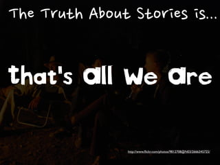 Premise
✴ Describe not Prescribe

✴ I Believe in Doing

✴ Great Stories Happen to Those That Tell Them

✴ You Make the Connections
 