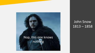 Nop, this one knows
nothing
John Snow
1813 – 1858
 