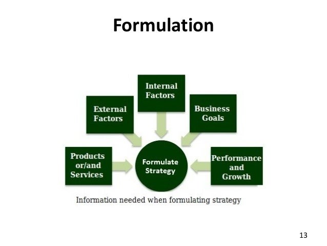 strategic process the decision logic of strategy formulation Strategy formulation vs strategy implementation strategy formulation is an entrepreneurial activity based on strategic decision-making strategy implementation is basically an operational process strategy formulation requires co-ordination among few individuals. strategic process the decision logic of strategy formulation Strategy formulation vs strategy implementation strategy formulation is an entrepreneurial activity based on strategic decision-making strategy implementation is basically an operational process strategy formulation requires co-ordination among few individuals.