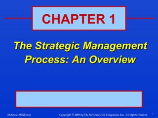 CHAPTER 1
The Strategic Management
Process: An Overview

McGraw-Hill/Irwin

Copyright © 2001 by The McGraw-Hill Companies, Inc. All rights reserved.

1

 