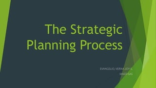 The Strategic
Planning Process
EVANGELIO, VERNA JOY S.
MAED-SAS
 