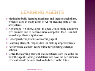 Model based reflex agentsK.MAHALAKSHMI.,AP/CSE