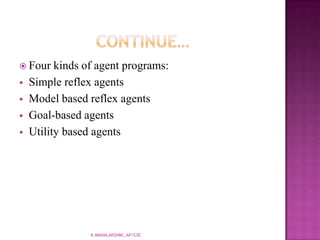 The agent program takes just the current percept as input because nothing more is available from the envirnoment.