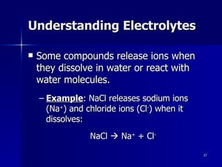 Understanding Electrolytes ,[object Object],[object Object],[object Object]