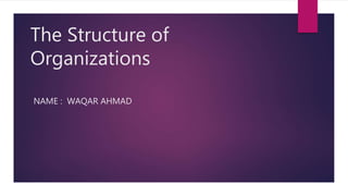 The Structure of
Organizations
NAME : WAQAR AHMAD
 