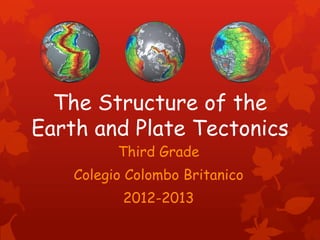 The Structure of the
Earth and Plate Tectonics
          Third Grade
    Colegio Colombo Britanico
           2012-2013
 