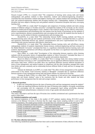 The study of relationship between learning styles and time management ...