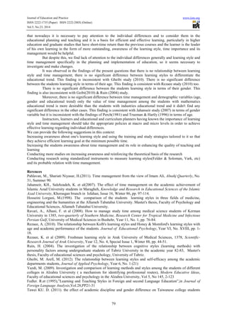 The study of relationship between learning styles and time management ...