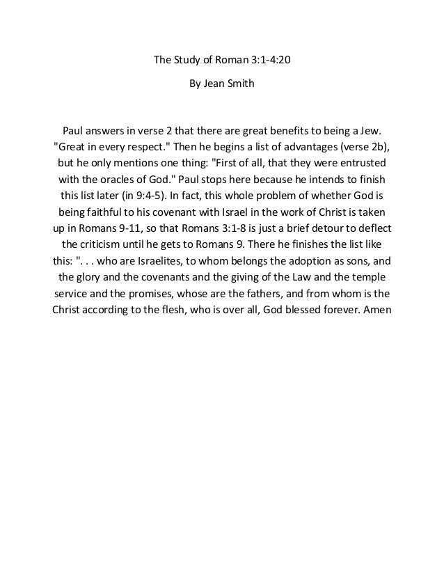 Notes on the study of Romans Chapter 3