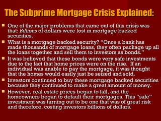 The subprime mortgage crisis | PPT