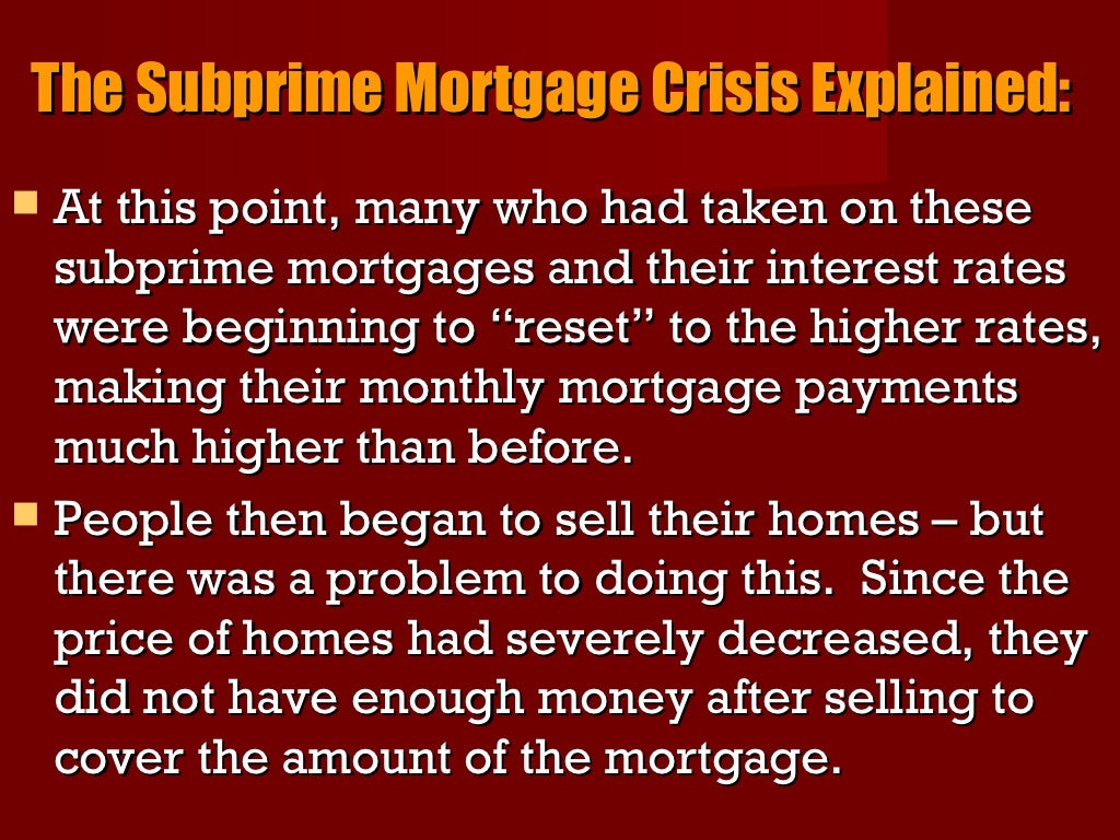 The subprime mortgage crisis 1