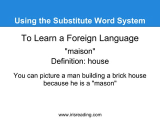 Substitute Word System Example How To Improve Your Memory: The Substitute Word System | PDF